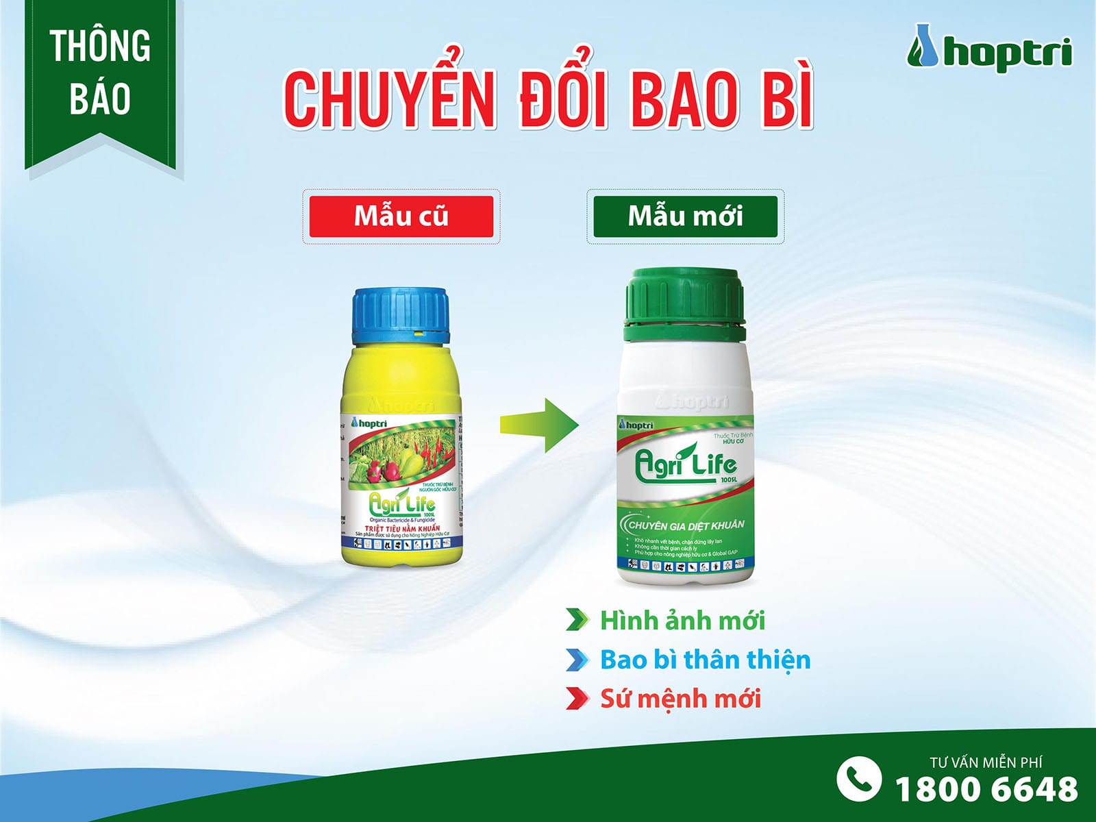 Thuốc trừ bệnh hữu cơ Agrilife 100SL thay đổi bao bì mới